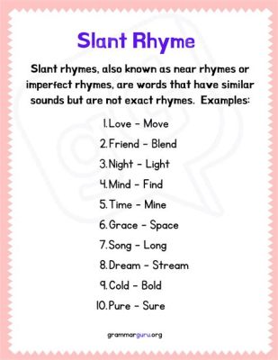 slant rhyme definition poetry: What is the role of slant rhyme in creating rhythm and meter within a poem?